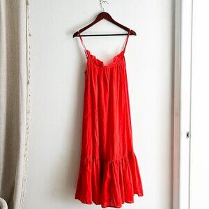 J. CREW SOLD OUT Cotton Voile Ruffle Beach Dress in Red